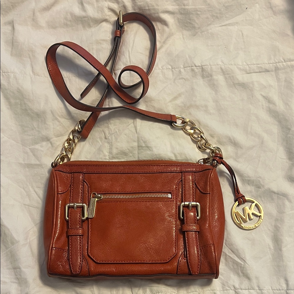 Michael Kors Burnt Orange Crossbody Bag with Gold Hardware